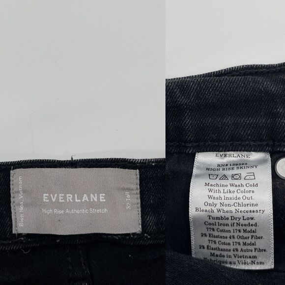 Everlane Womens Jeans Size 32 Tall Black High Rise Skinny Stretch Denim - Picture 6 of 9
